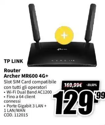 MediaWorld TP Link Router Archer MR600 4G+ offerta