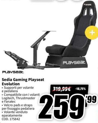 MediaWorld Playseat Sedia Gaming Playseat Evolution offerta