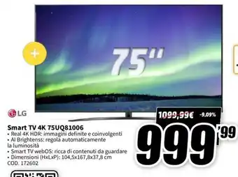 LG Smart TV 4K 75UQ81006