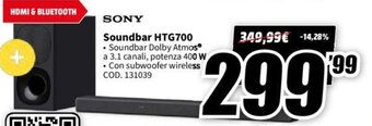 MediaWorld Sony Soundbar HTG700 offerta
