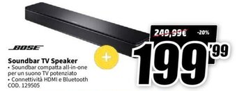 MediaWorld Bose Soundbar TV Speaker offerta