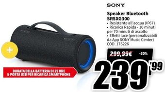 MediaWorld Sony Speaker Bluetooth SRSXG300 offerta