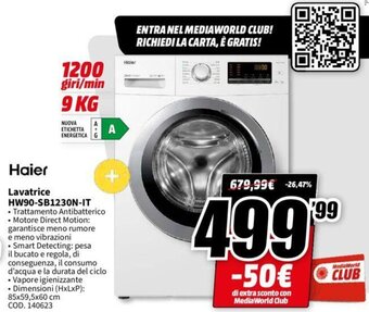 Haier Lavatrice HW90-SB1230N-IT