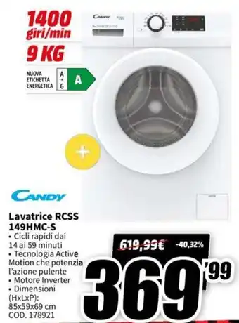 MediaWorld Candy Lavatrice RCSS 149HMC-S offerta