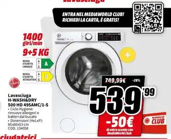 MediaWorld Lavasciuga H-Wash&Dry 500HD 495AMC/1-S offerta