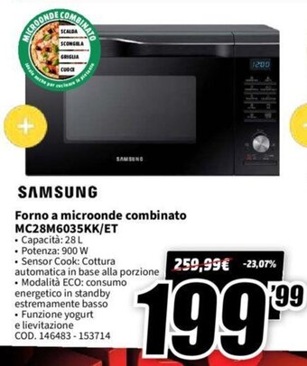MediaWorld Samsung Forno a Microonde combinato MC28M6035KK/ET offerta