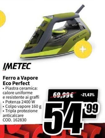 MediaWorld Imetec Ferro a Vapore Eco Perfect offerta