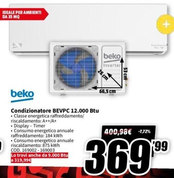 MediaWorld beko Condizionatore BEVPC 12.000 Btu offerta