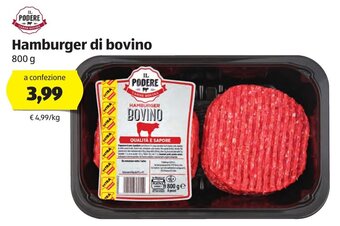 ALDI IL Podere Hamburger di bovino 800g offerta