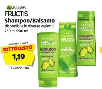 ALDI Garnier Fructis Shampoo/Balsamo 250ml/200ml offerta