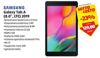 ALDI Samsung Galaxy Tab A (8.0", LTE) 2019 offerta
