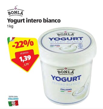 ALDI Bonlà Yogurt intero bianco 1kg offerta