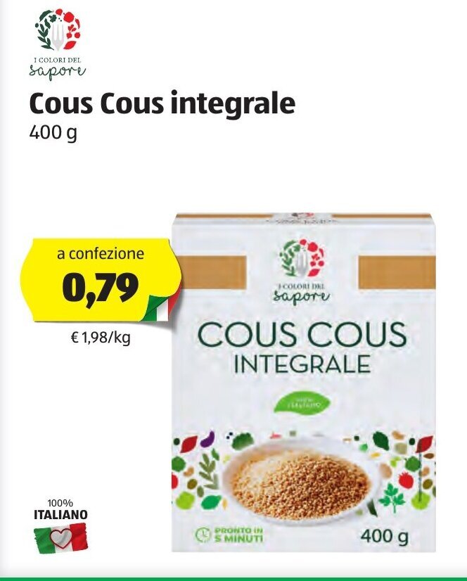 I Colori del Sapore Cous Cous integrale 400g offerta di ALDI