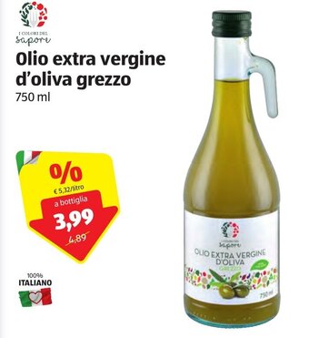 ALDI I Colori del Sapore Olio extra vergine d'oliva grezzo 750ml offerta