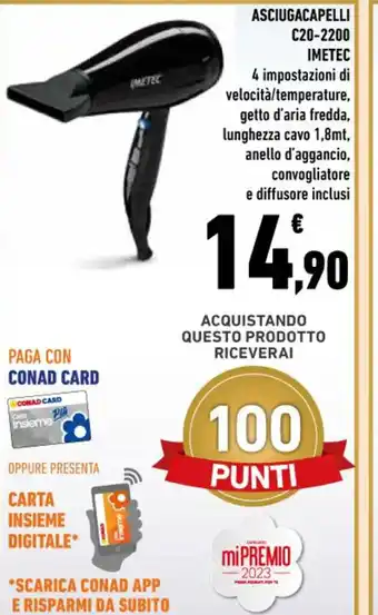Conad Superstore Asciugacapelli C20-2200 Imetec offerta