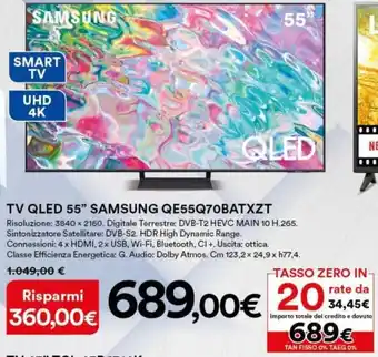 Samsung TV Qled 55" QE55Q70BATXZT 55" Qled