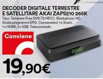 Ipercoop Decoder Digitale Terrestre E Satellitare AKAI ZAPS210 265K offerta