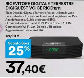 Ricevitore Digitale Terrestre Digiquest Voice Ricd1215