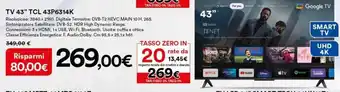 Ipercoop TCL 43" 43P6314K offerta