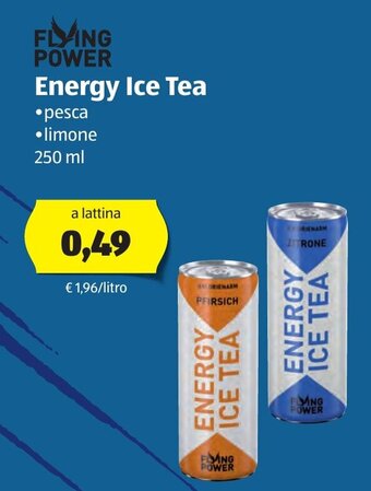 ALDI Flying Power Energy Ice Tea 250ml offerta
