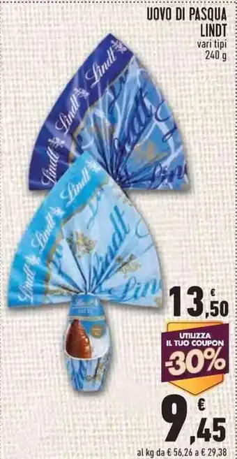 Conad Superstore Lindt Uovo di Pasqua vari tipi 240 g offerta
