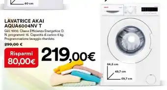 Ipercoop Akai Lavatrice AQUA6004NV T offerta