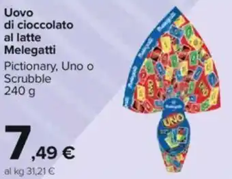 Carrefour Melegatti Uovo di Cioccolato Al Latte Pictionary, Uno o Scrubble 240 g offerta