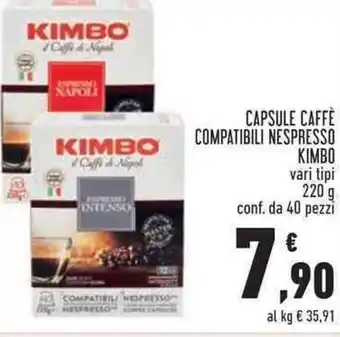 Conad Superstore Kimbo Capsule Caffè Espresso Compatibili Nespresso 220 g conf. da 40 pezzi offerta