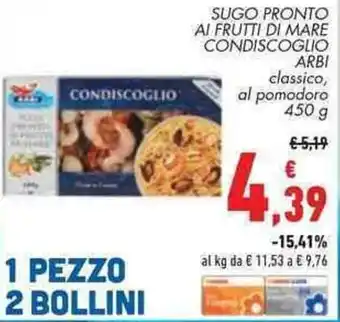 Conad Superstore Arbi Sugo Pronto ai Frutti di Mare Condiscoglio 450 g offerta