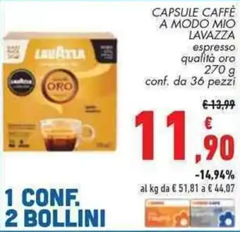 Conad Superstore Lavazza Capsule Caffè a Modo Mio 270 g offerta