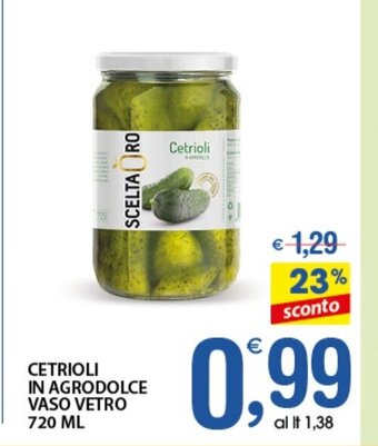 Qui Discount Cetrioli In Agrodolce Vaso Vetro 720 ml offerta