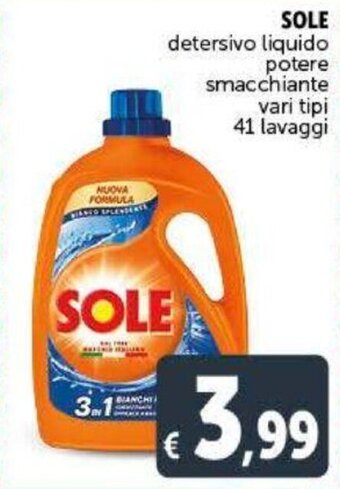 Deco Supermercati Sole detersivo liquido potere smacchiante vari tipi 41 lavaggi offerta