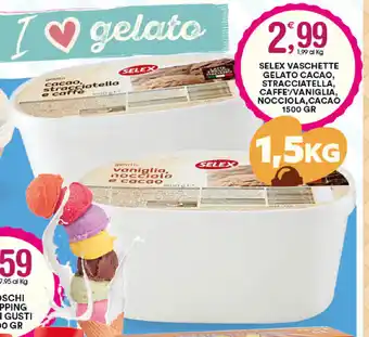 Gecop Selex Vaschette Gelato Cacao, Stracciatella, Caffé/Vaniglia, Nocciola, Cacao 1500gr offerta