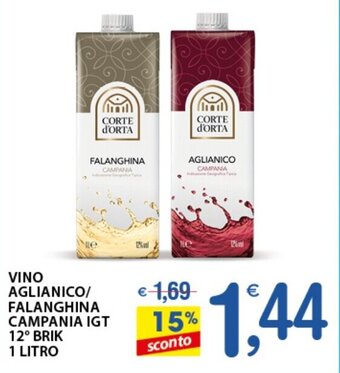 Qui Discount Vino Aglianico/Falanghina Campania IGT 12° Brik 1 Litro offerta
