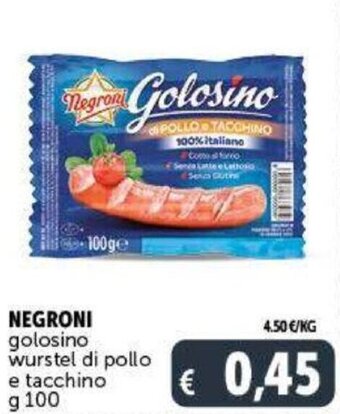 Deco Supermercati Negroni golosino wurstel di pollo e tacchino g 100 offerta