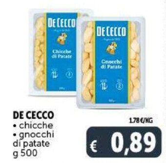 Deco Supermercati De Cecco chicche, gnocchi di patate g 500 offerta