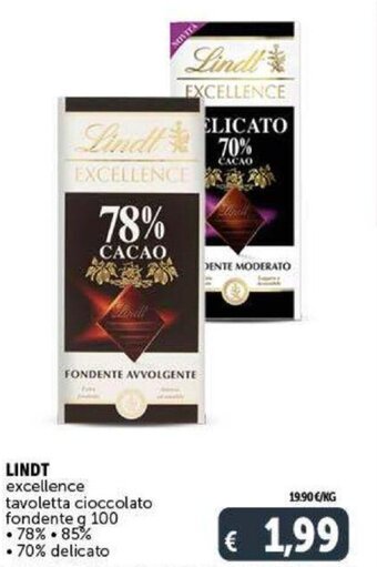 Deco Supermercati Lindt excellence tavoletta cioccolato fondente g 100 offerta