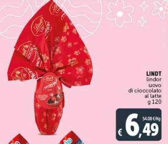 Deco Supermercati Lindt lindor uovo di cioccolato al latte g 120 offerta