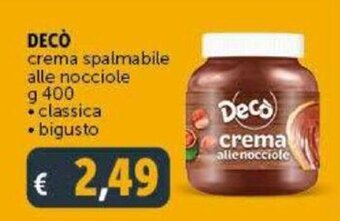 Deco Supermercati Decò crema spalmabile alle nocciole g 400 offerta