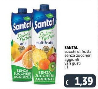 Santal succhi di frutta senza zuccheri aggiunti vari gusti l 1