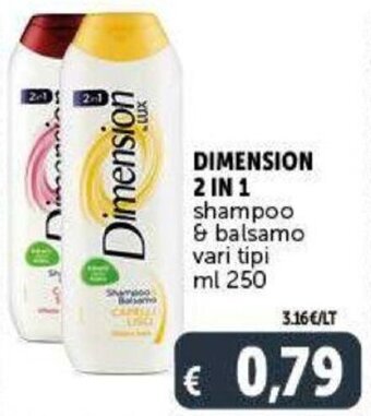 Deco Supermercati Dimension 2 in 1 shampoo & balsamo vari tipi ml 250 offerta
