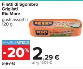 Carrefour Rio Mare Filetti di Sgombro Grigliati 120 g offerta