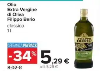 Carrefour Olio Extra Vergine di Oliva Filippo Berio 1 L offerta