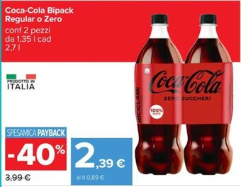Carrefour Coca-Cola Bipack Regular o Zero 2,7 L offerta