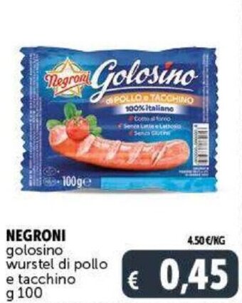 Deco Supermercati Negroni golosino wurstel di pollo e tacchino g 100 offerta