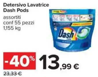 Carrefour Dash Pods Detersivo Lavatrice conf. 55 pezzi 1,155 kg offerta