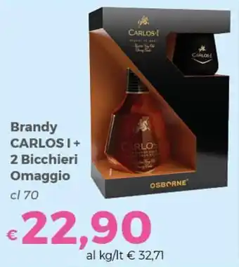 Brandy Carlos I + 2 Bicchieri Omaggio cl 70