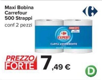 Carrefour Carrefour Maxi Bobina 500 Strappi 2 pezzi offerta