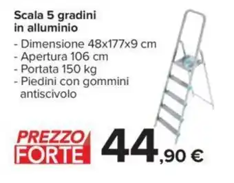 Carrefour Scala 5 gradini in alluminio 48x177x8 cm 150 kg offerta