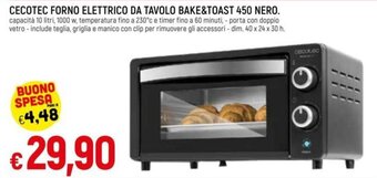 Cecotec Forno Elettrico da Tavolo Bake & Toast 450 Nero